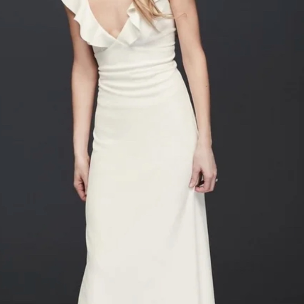 DB Studio ivory v-neck ruffle tank dress, SZ 6
